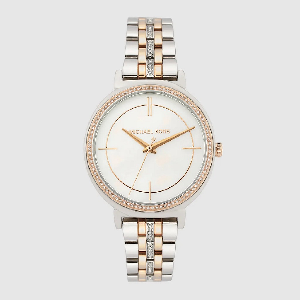 Michael Kors Cinthia Mother of Pearl Dial Two Tone Steel Strap Watch For Women - MK3831